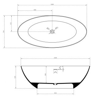 Ванна из искусственного камня ABBER Stein AS9625-1.6 160x75см белый матовый