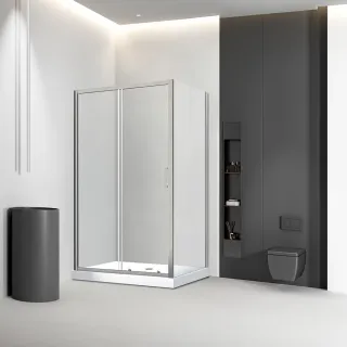 Душевой уголок Veconi Rovigo RV-046BС, 1300х800х1950, никель брашинг, стекло прозрачное
