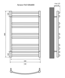 Водяной полотенцесушитель Aquatek Лугано AQ DOC1080CH П10 50x80см хром