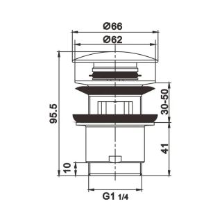Донный клапан для раковины с переливом Maretti AC19Z12560, черный