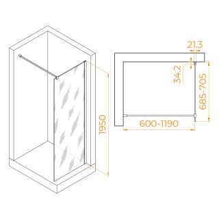 Душевая перегородка RGW WA-001 351000107-11 70см хром