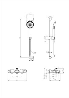 Смеситель для ванны с душевым гарнитуром Wonzon & Woghand WW-C2001-A-CR с термостатом хром