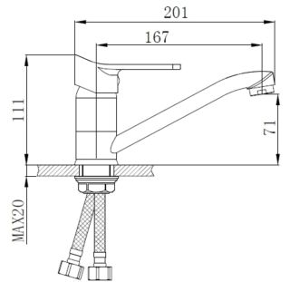 Смеситель для кухни РМС SL137-004F-15 хром