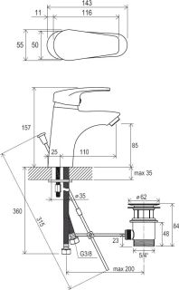 Смеситель Ravak Neo-NO 011.00 X070016 для раковины с д/к