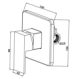 Встраиваемый смеситель Swedbe Platta 5516 подключение на один выход хром