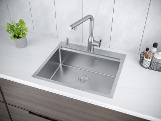 Мойка кухонная Paulmark Kroner-Pro PM705951-BS брашированная нержавеющая сталь