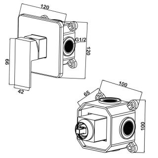 Встраиваемый смеситель Swedbe Platta 5522B подключение на один выхода чёрный