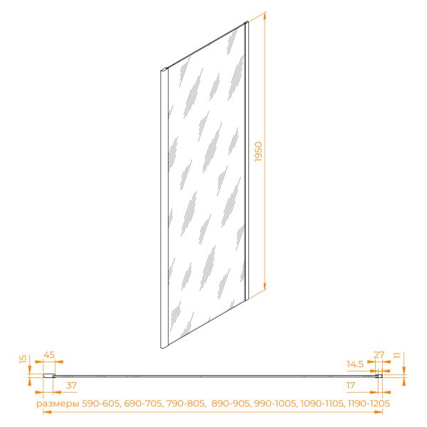 Боковая панель RGW Z-050-2Gr 352205206-210 60 см серый