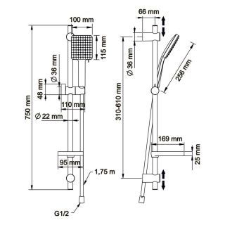 Душевой гарнитур Swedbe Hermes 5108B чёрный