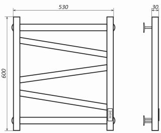 Полотенцесушитель электрический Маргроид Зигзаг 60x50см правый чёрный матовый Зигзаг-6050-1081-9005R