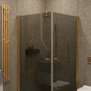 Душевой уголок на монопетле by Deonria U-90-89-6-G-G1 90x89см золото/графит