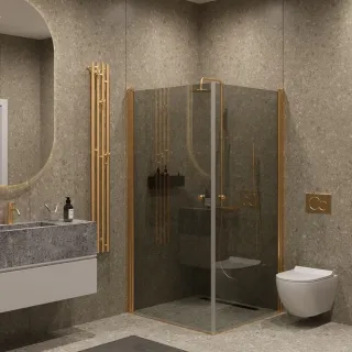 Душевой уголок на монопетле by Deonria U-90-89-6-G-G1 90x89см золото/графит