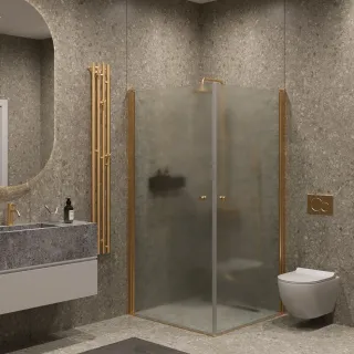 Душевой уголок на монопетле by Deonria U-90-89-6-S-G1 90x89см золото/сатин