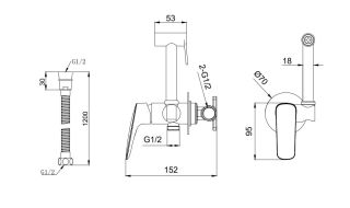 Гигиенический душ со смесителем Aquatek Вега AQ1019BGM оружейная сталь